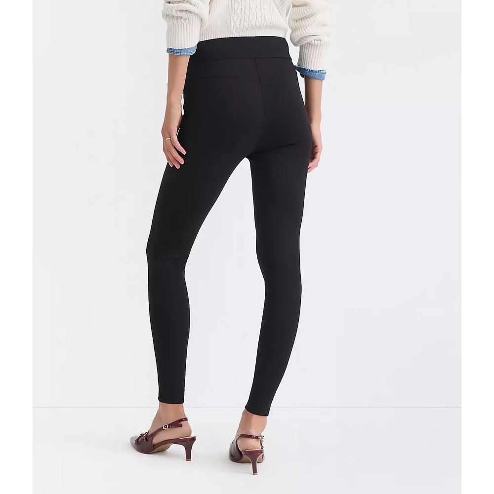 Loft Seamed Ponte Leggings Womens Medium Black Knit Pull On Stretch Casual
